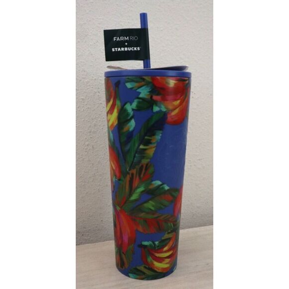 Farm Rio +Starbucks Blue Banana Mix 24oz Cold Cup Tumbler Summer '25 Lmt. Edt. - Picture 6 of 10